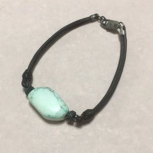 Amazonite Stone Leather Band Bracelet